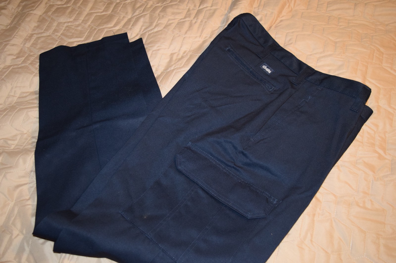 CINTAS COMFORT FLEX NAVY BLUE CARGO WORKS PANTS 270-20, 34x34, 40x32