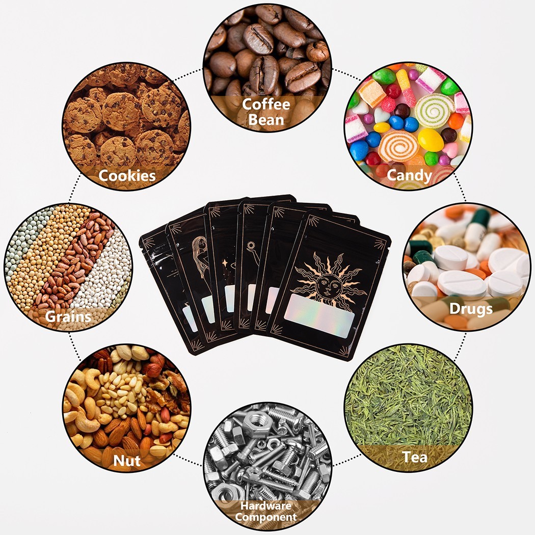 100pcs Resealable Mylar Bags, 7X10cm Smell Proof 1g Flower Storage Bag