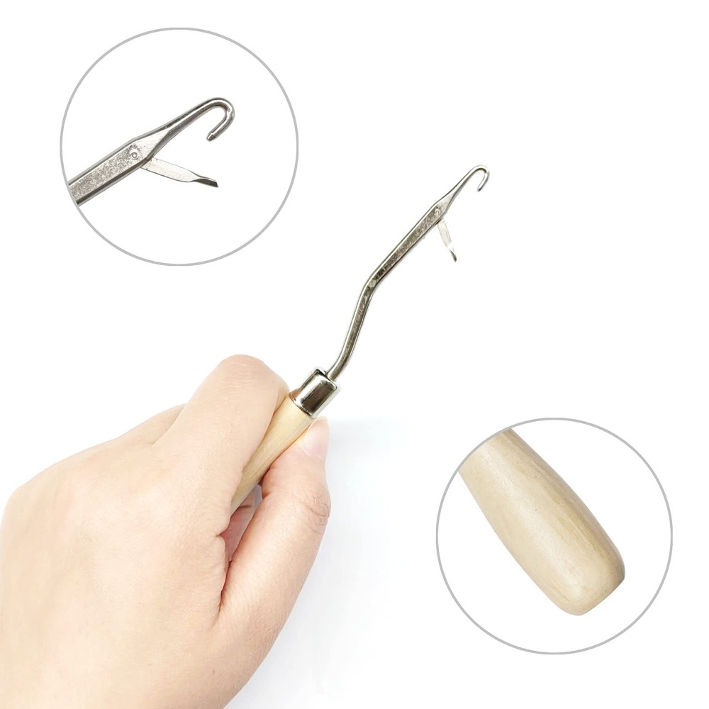 Crochet Hooks 5Pcs, Latch Hook Kit For Hair Extensions, Silver