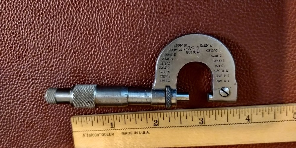 Vintage Helios Outside Micrometer 0-1/2" Range MINI