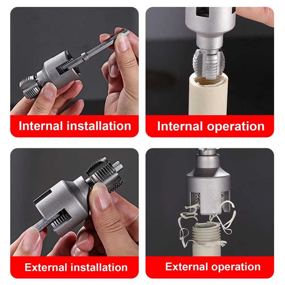 Integrated Internal & External Pipe Threading-Tool PVC Pipe Threader 1/2" 3/4"