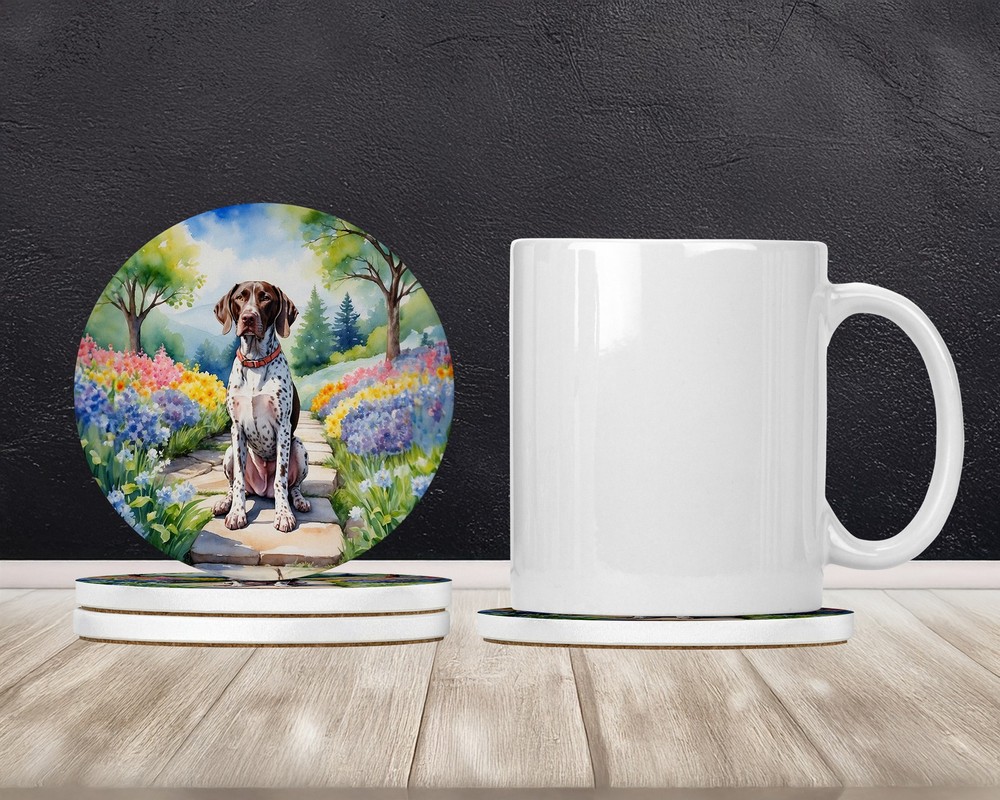 German Shorthaired Pointer Spring Path Large Sandstone Coasters Pk 4 DAC6633RCS4