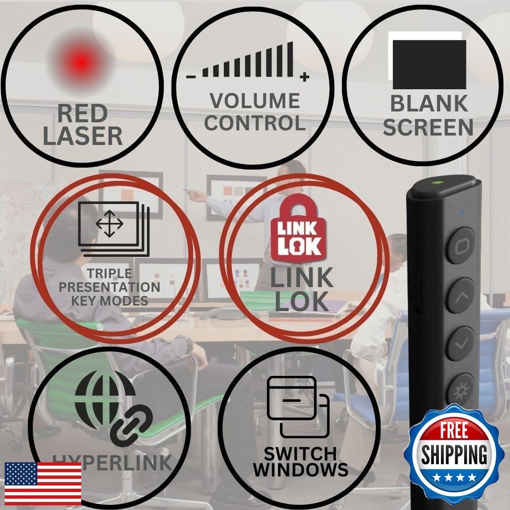 Red Star Tec PR-819V Presentation Clicker- Wireless Presenter PowerPoint Clic