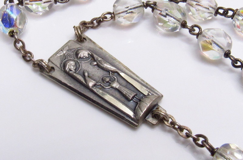 Vintage Sterling Silver Crystal Rosary Rome