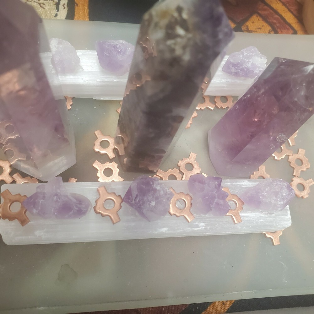 Amethysts Selenite Wand With Copper