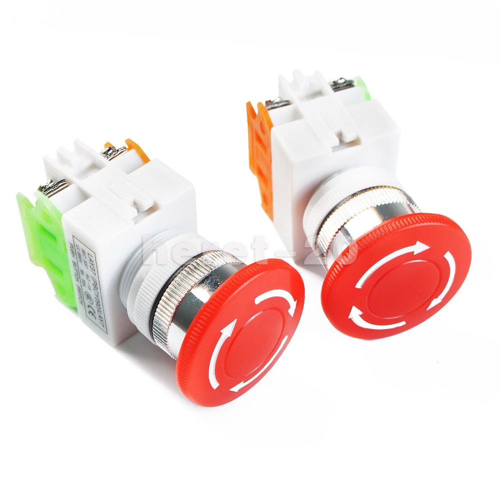 4PCS Red Mushroom NO+NC 22mm 660V Emergency Stop Push Button Shut Off Switch