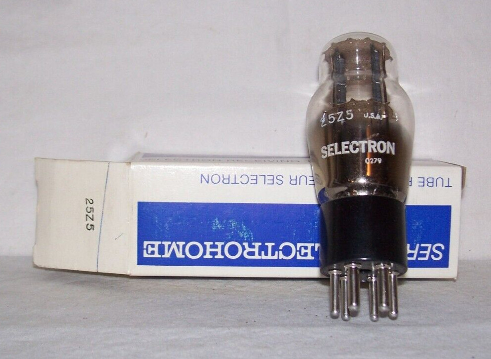NOS Selectron 25Z5 antique radio tube in original box,full-wave rectifier
