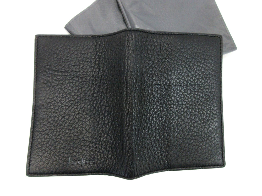 Neiman Marcus Leather Passport Cover Black