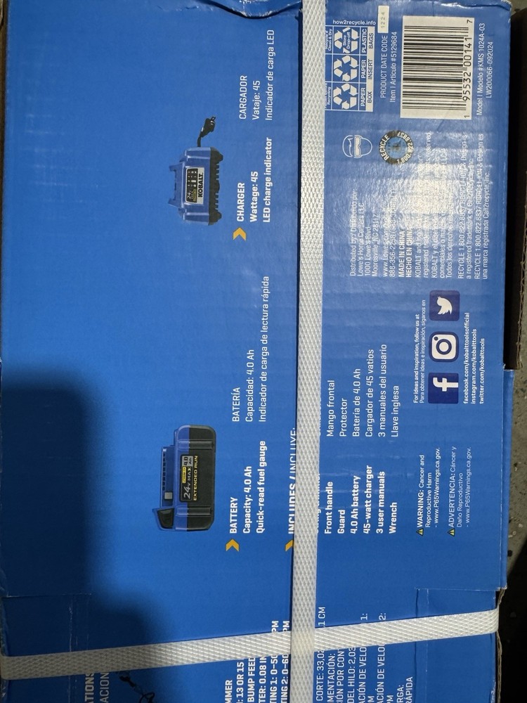 Kobalt 24-volt 15-in Split Shaft Attachment Capable Battery String Trimmer 4.0 A