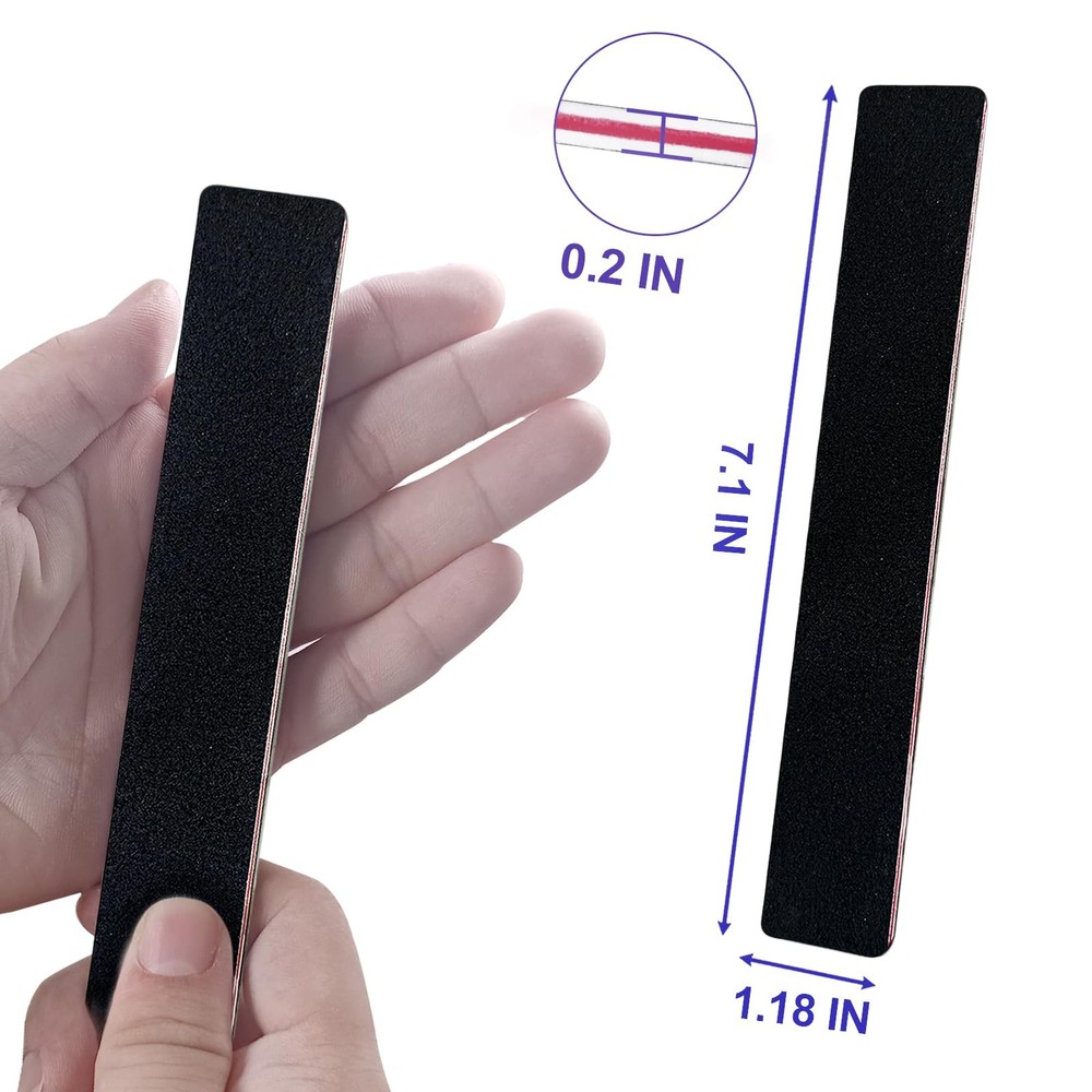 Nail Files (12 Pack), Emery 12 Pcs 100/180 Grit Rectangular Black, Black