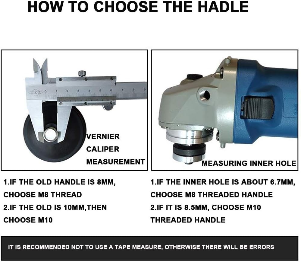 M8/M10 Threaded Auxiliary Side Handle for All Brands Angle Grinder, Non-Slip Rep