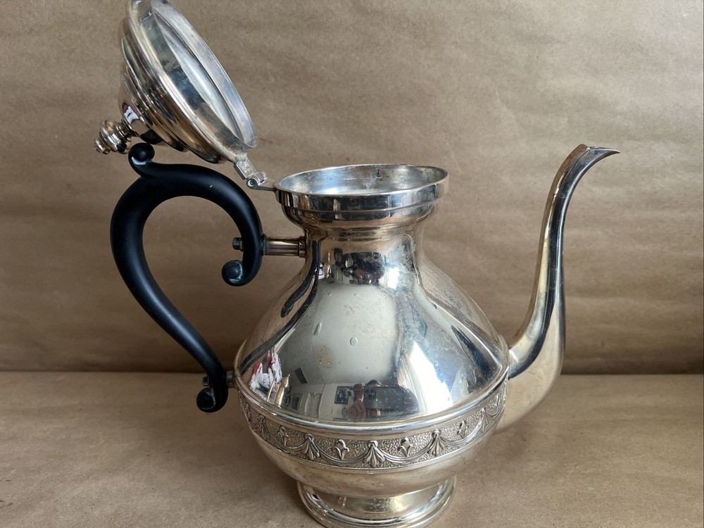 Vtg Italy Silver Plated Tea Pot 10” Inches Tall