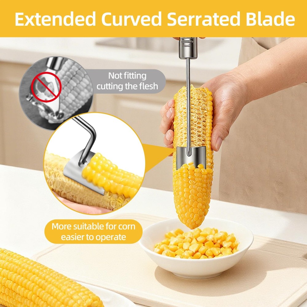 Easy Corn Peeler & Stripper Tool, Nobineck 2-Pack with standard, Silver