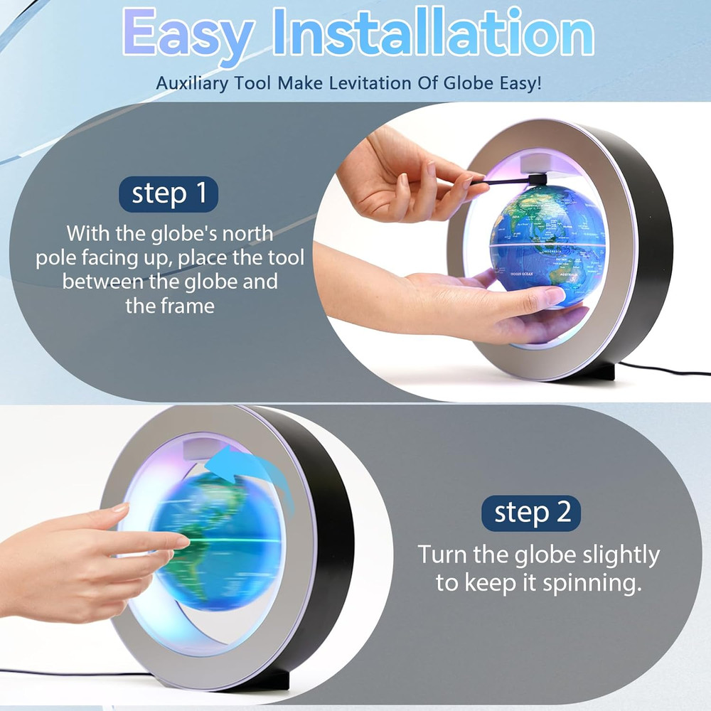 Magnetic Levitating Globe Floating Globes, O Shape Levitation Globe with Multico