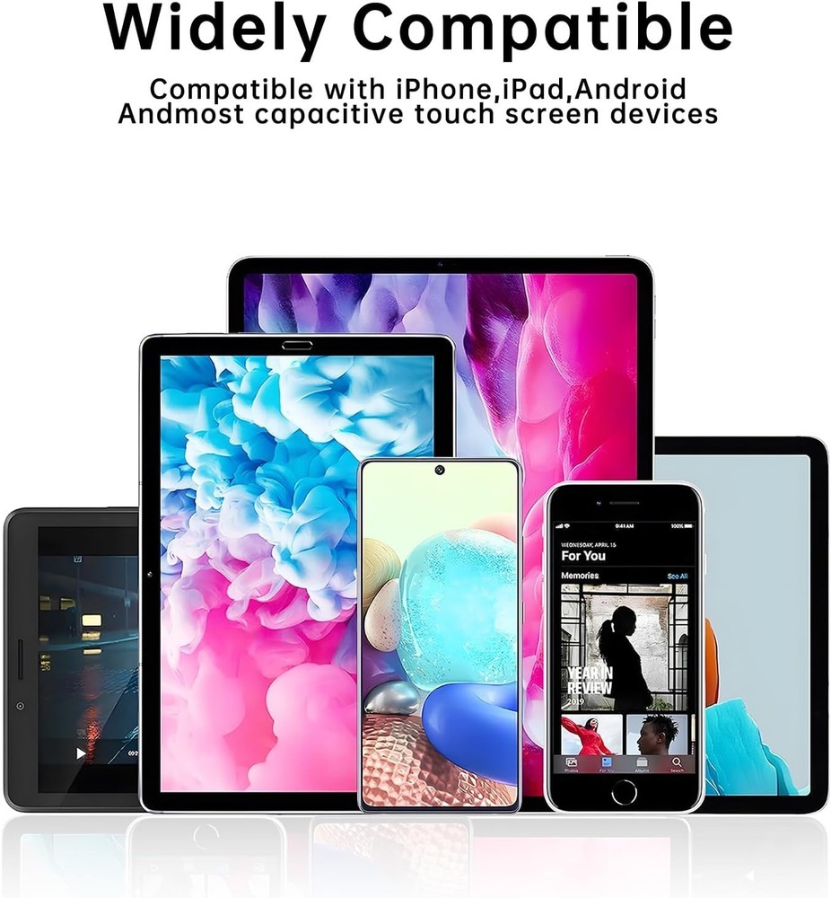 2-in-1 Stylus Pen 10 Pack Alloy Touch Screen Compatible iPhone iPad Android Silv