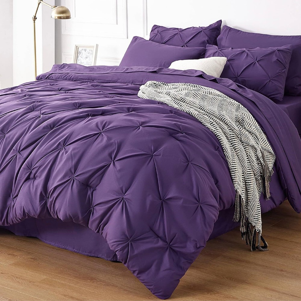 Bedsure Full Size Comforter Sets - Bedding 7 Pieces, Full, Purple