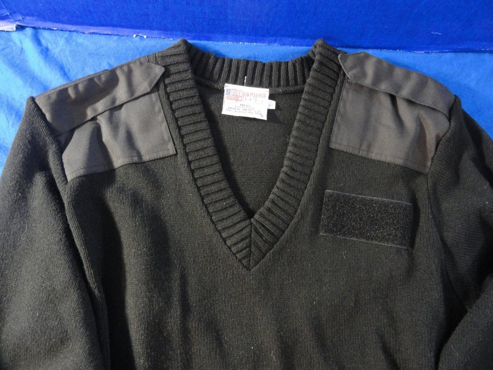 JACK YOUNG V NECK NAVY USN UNIFORM BLACK ACRYLIC COMMANDO PULLOVER SWEATER LARGE