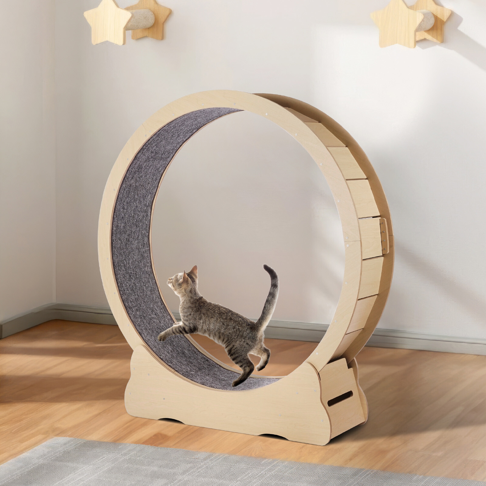 Wooden Cat Exercise Wheel 52" Large Cat Treadmill Wheel for Indoor Cats