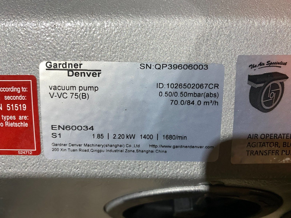 Gardner Denver V-VC 75 Vacuum Pump