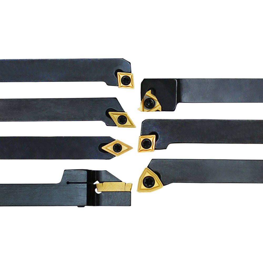 Carbide Indexable Turning Tool 3/8" 7 pc Lathe Tool Bit Set Thread Insert+Holder