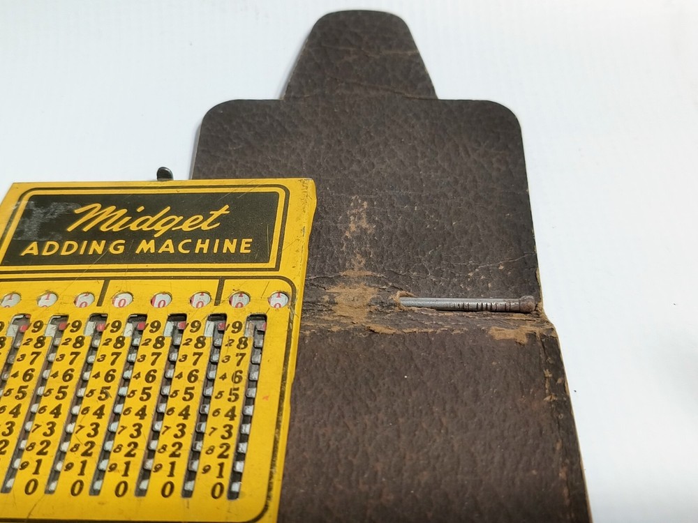 MIDGET ADDING MACHINE Original Case w/ NAIL Stylus GOOD WORKING CONDITION