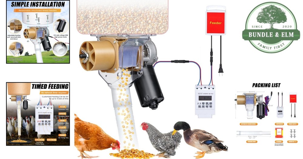 Automatic Chicken Feeder Plastic Stainless Steel 16 Timer Feed Dispenser