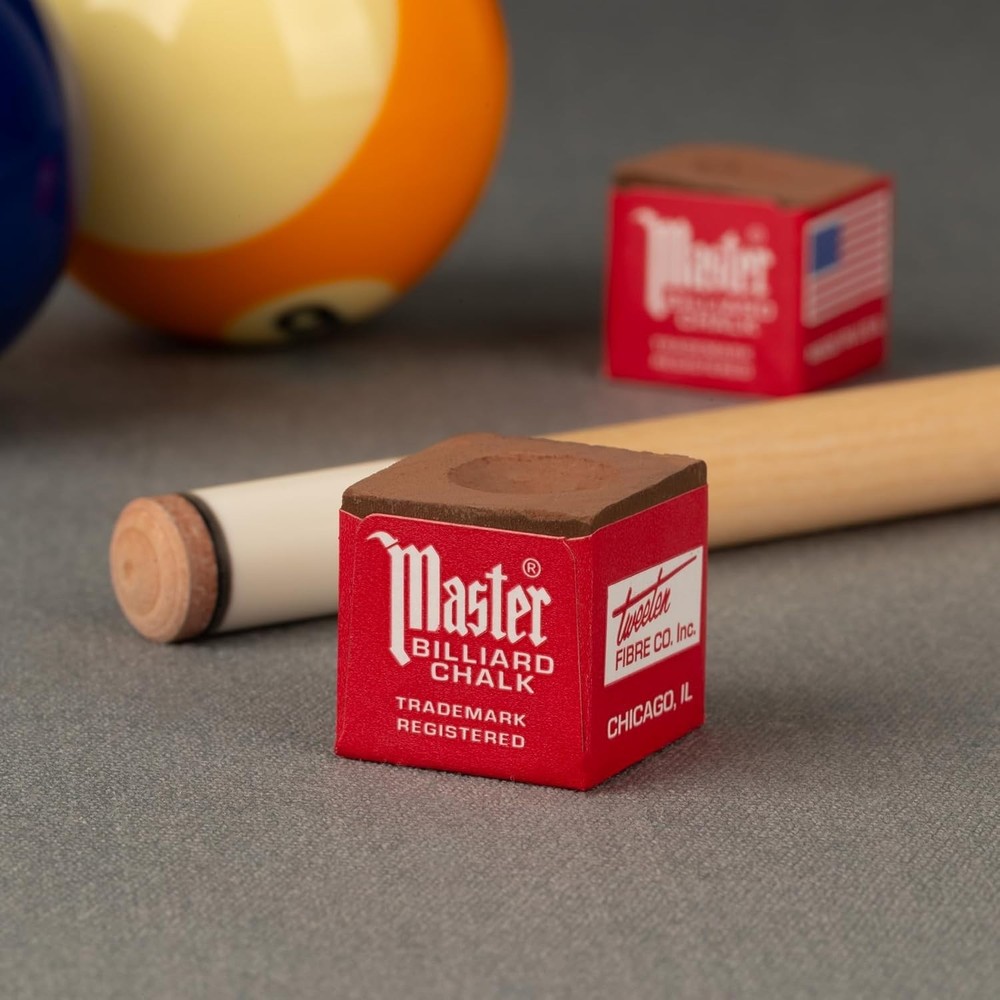 Essential Pool Cue Chalk - 12 Professional Brown Cubes in Protective Case