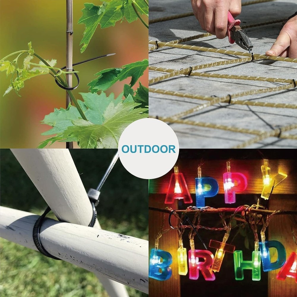 Assorted Zip Ties 400 Pack - Durable, UV Resistant, Various Sizes 4-12 Inch