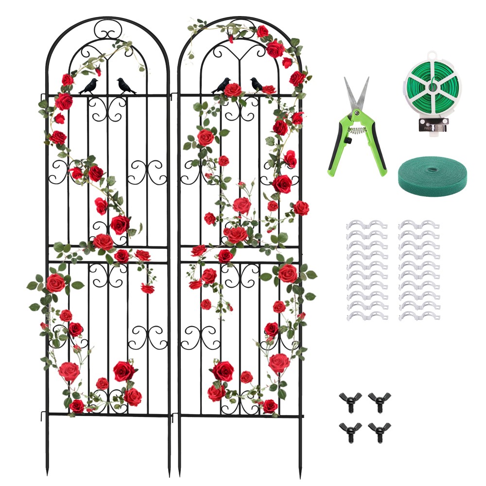 2PCS Rustproof Metal Garden Trellis 86.61" Tall for Rose/Outdoor Climbing Plants
