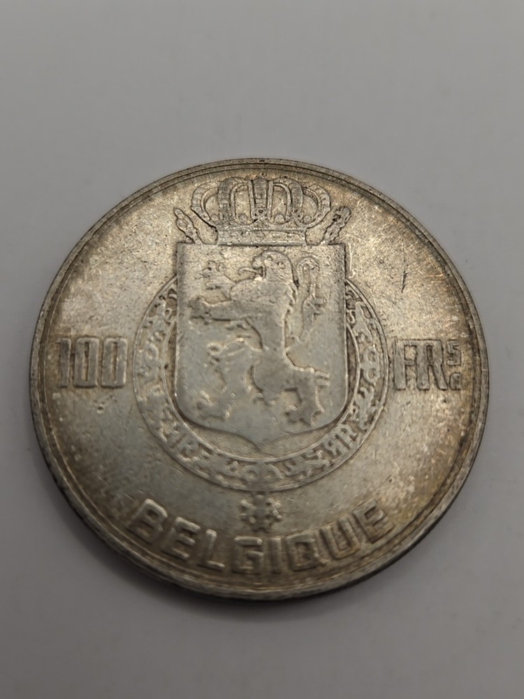 1948 Belgium 100 Francs Silver Coin Very Nice Original Example