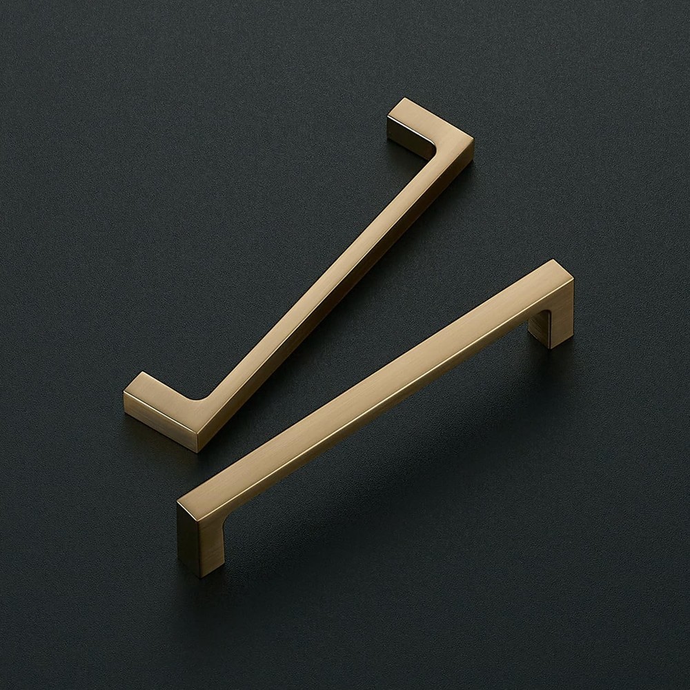 5 Pack Solid 5 Inch Square Cabinet Handles - Champagne Bronze Pulls for Drawe...