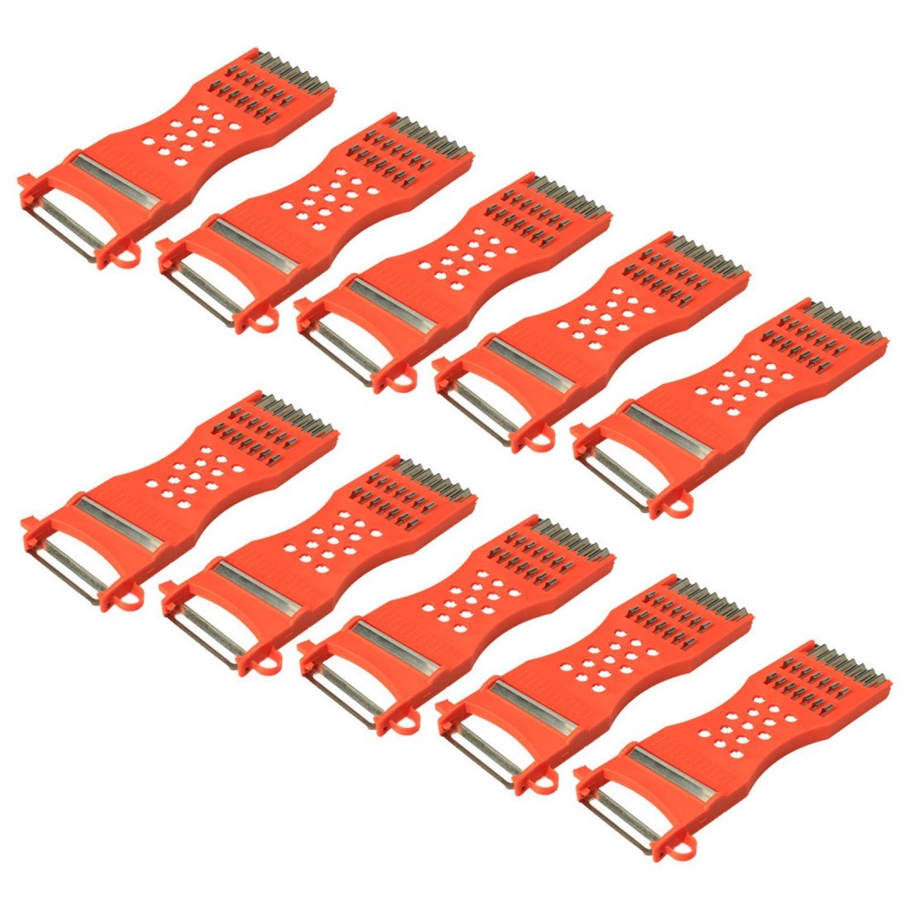 Plastic Frame Vegetable Slicer Peeler Shredder Red Silver Tone 10pcs