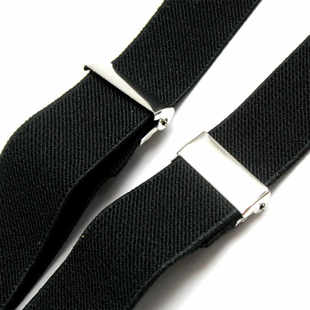 1 inch Wide Suspenders for Men Elastic Adjustable Solid Straight Clip Y Back
