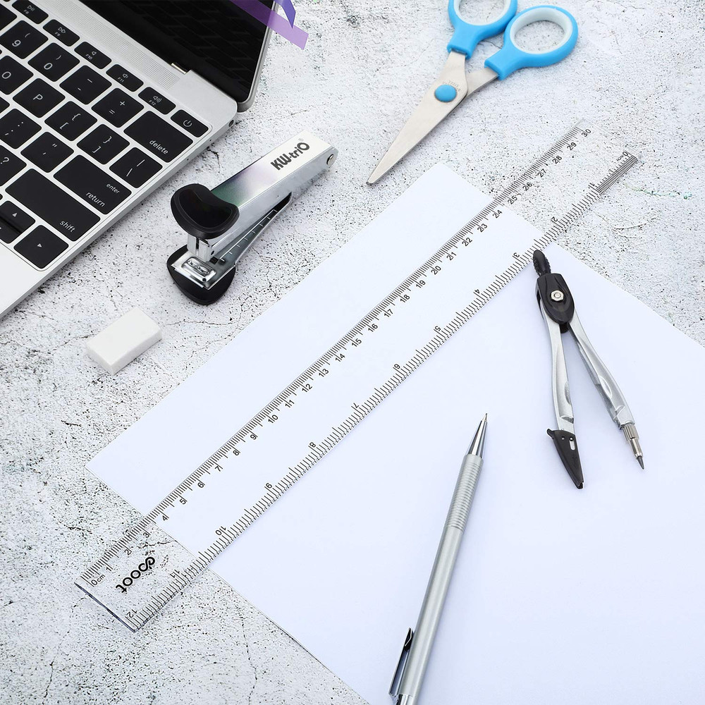 2 Pack Plastic Ruler Straight Ruler Plastic Measuring Tool for Student School Of