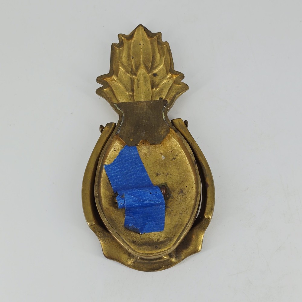 Vintage MCM Solid Brass Gold Pineapple Front Door Knocker "Welcome" Hardware Inc