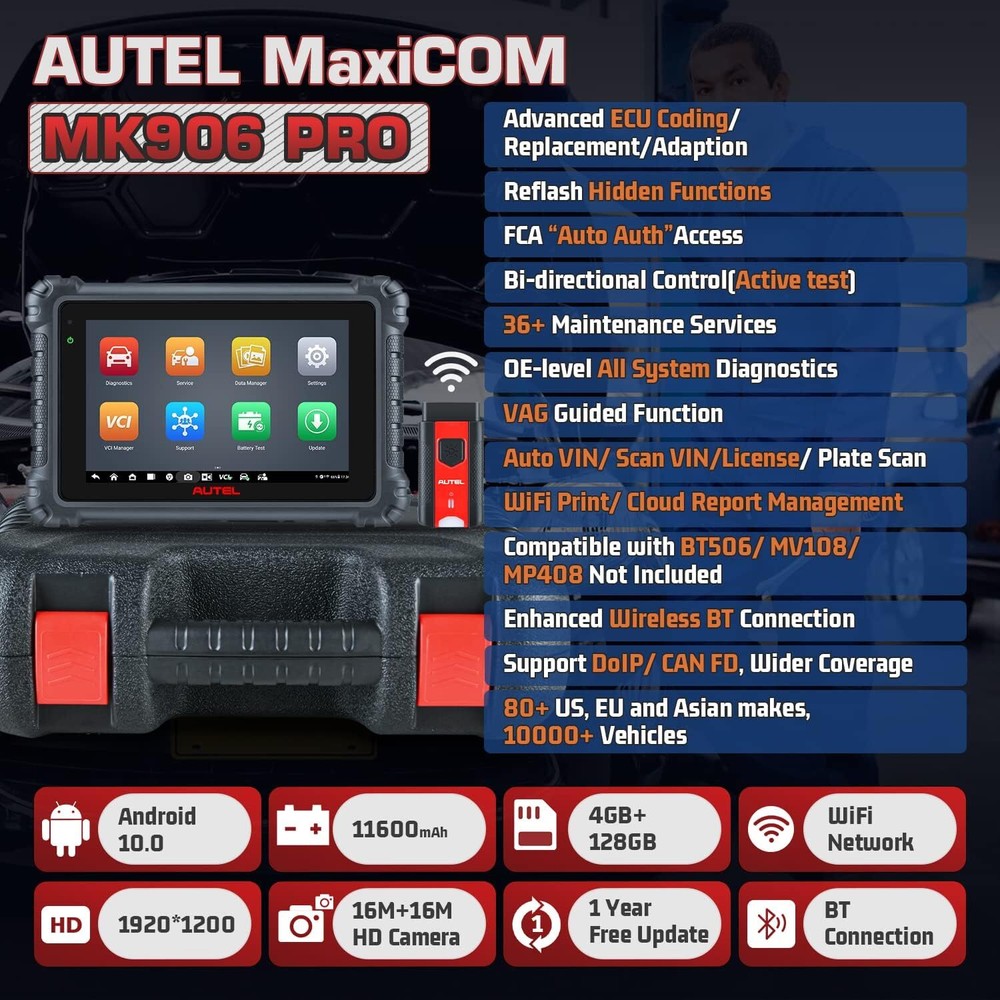 2024 Newest Autel MaxiSys MK906 Pro MS906 PRO Coding Car Diagnostic Scanner Tool