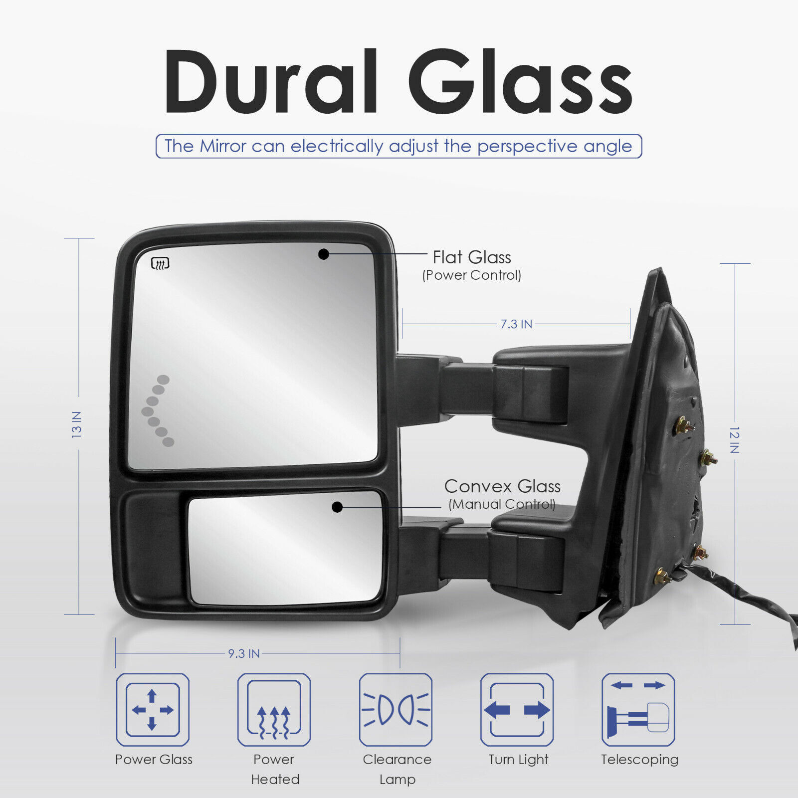 For 99-07 Ford F250 350 450 F550 Super Duty Power Heated LED Signal Tow Mirrors