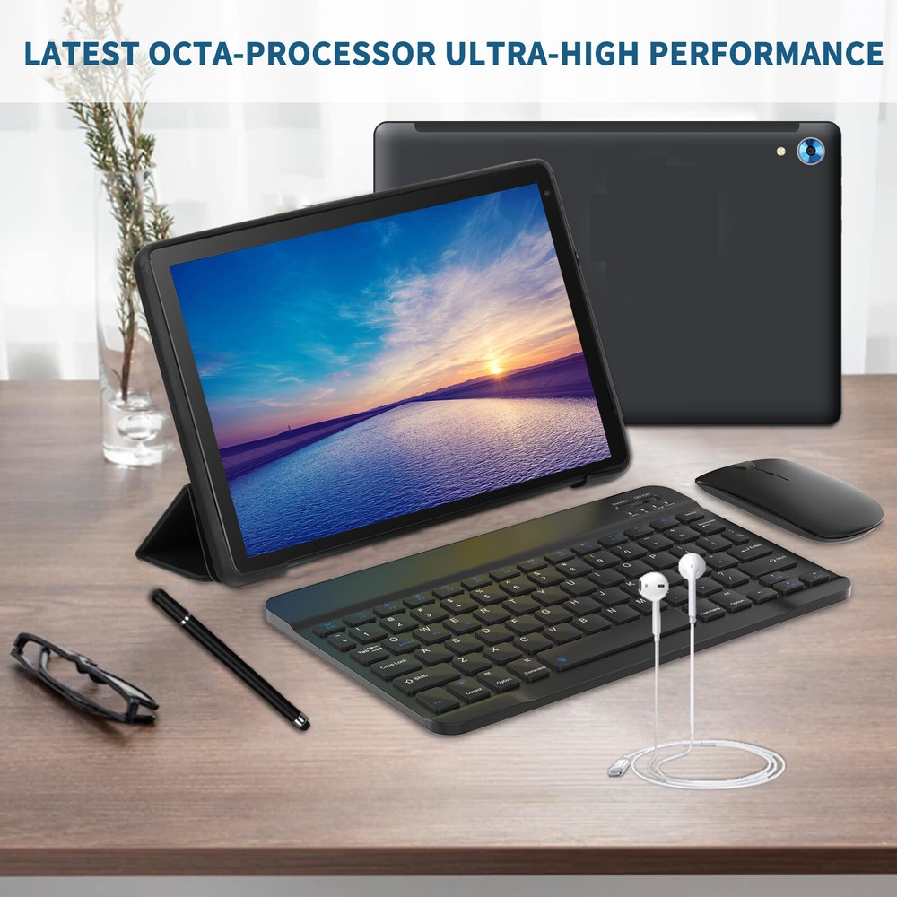 10.1 inch Android 14 Tablets IPS HD Touchscreen Octa-Core 10+128GB Dual Camera