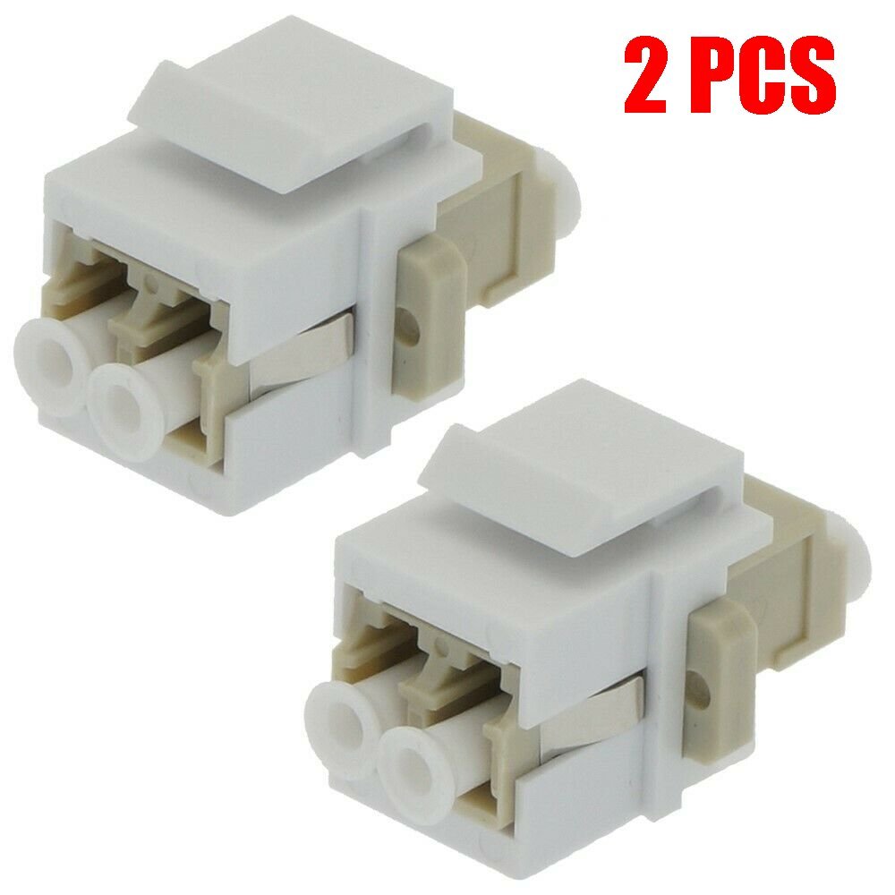 2x LC/UPC Duplex Multi Mode Fiber Optical Coupler Keystone Jack Snap-in Ivory