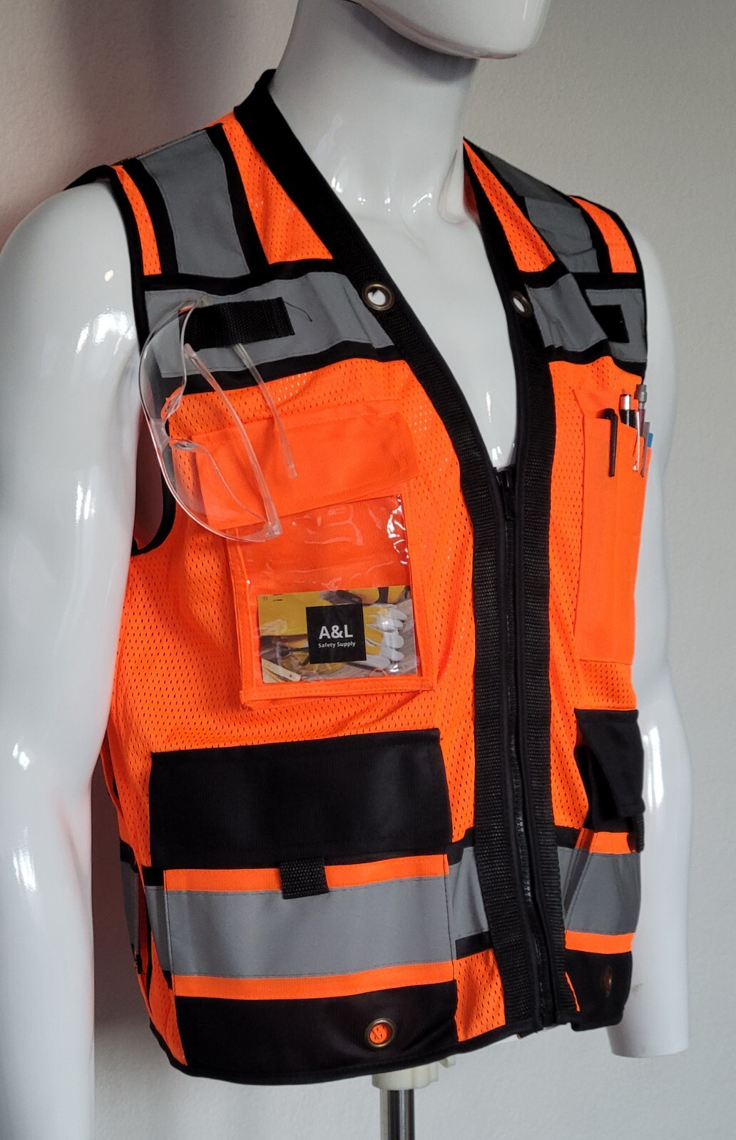 FX Heavy Duty Surveyors Safety Vest with Zipper, Large Plan Pocket