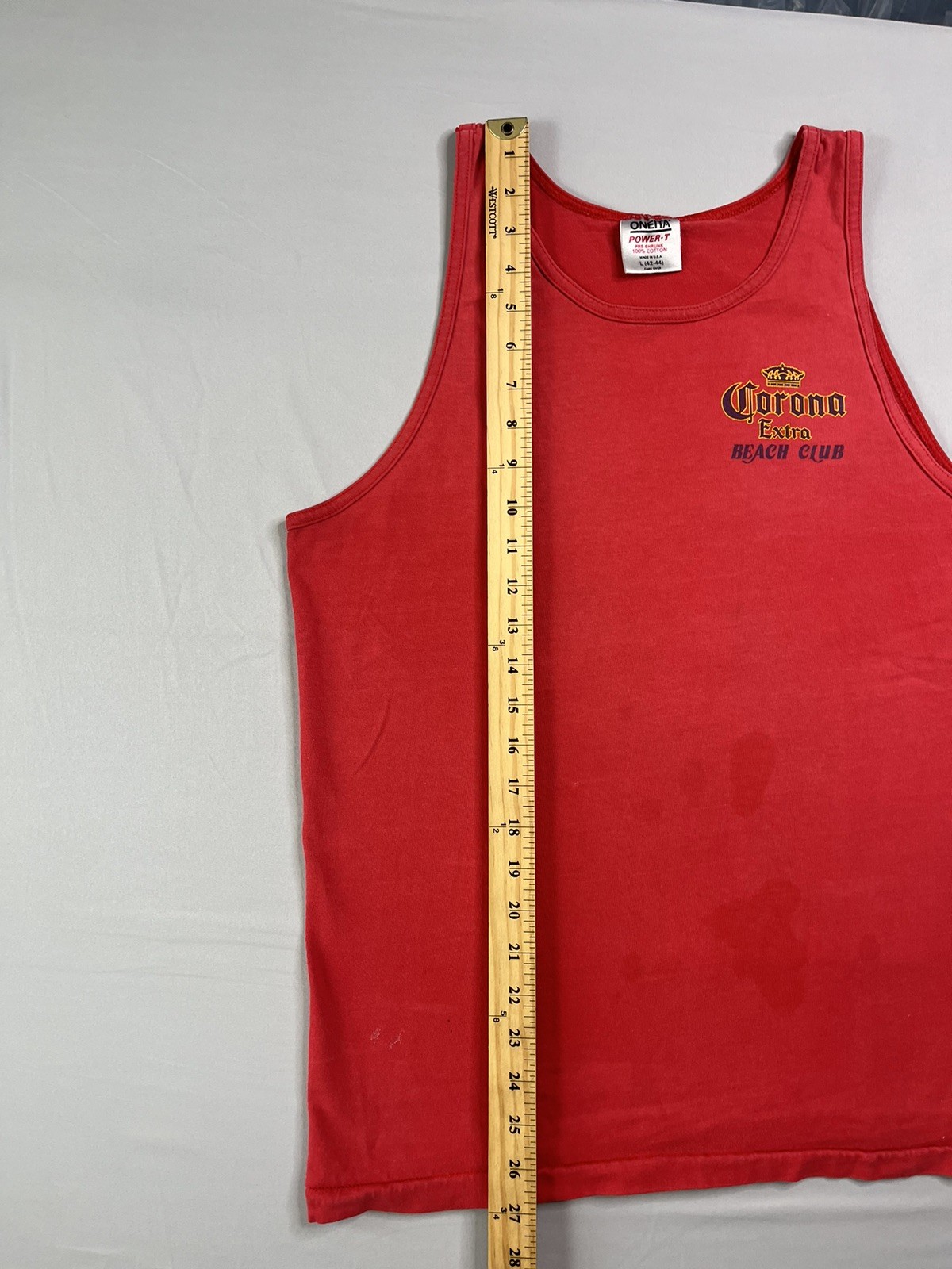 Vtg Corona Beach Club Tank Top Mens Large Red Distressed Baja California Mexico
