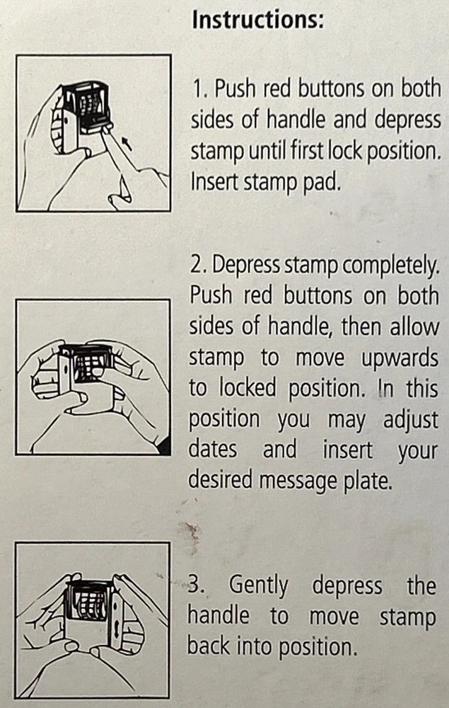 NEW 5-in-1 Self-Inking Date Stamp - Quick Mark Stamp-Ever NOS