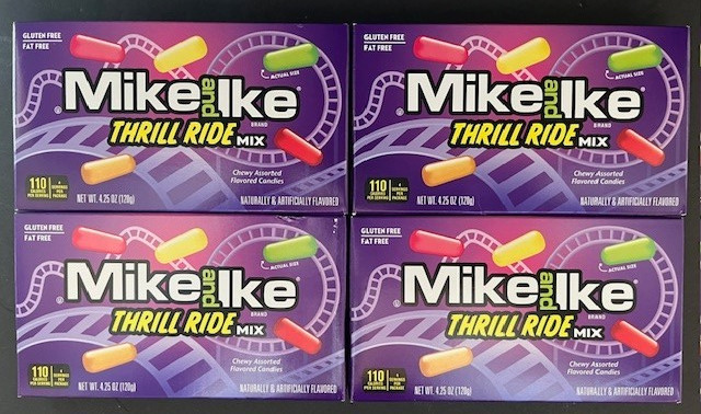 Mike & Ike Thrill Ride Assorted Chewy Flavored Candy | 4 BOXES