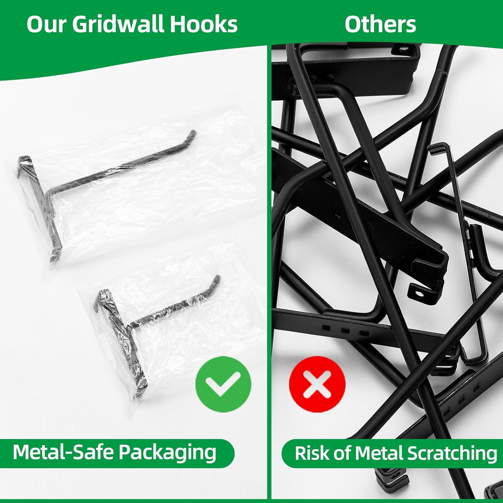8 Inch Gridwall Hooks, Grid Panel Hanging Hooks for Retail, Home, and Workspace