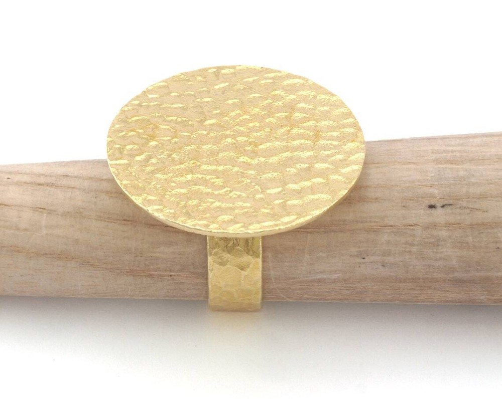 Hammered Adjustable Ring Blank - Raw Brass (30mm Blank ) 4916