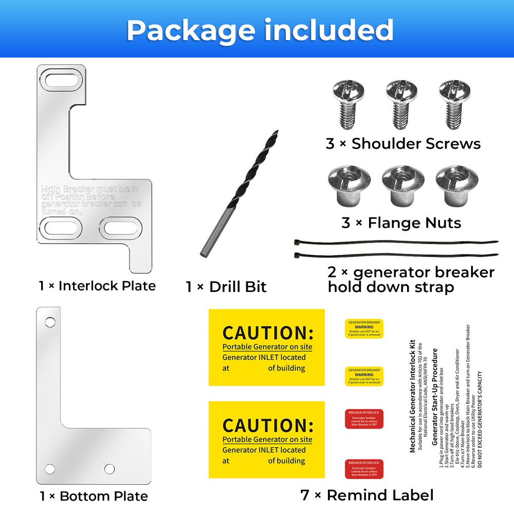 For Siemens & Murray ITE 150 200 Amp Panels Generator Interlock Kit