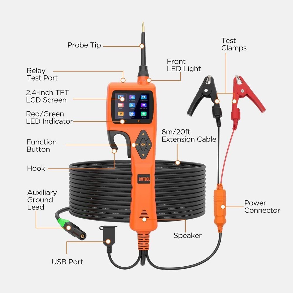 12V 24V Car Power AVOmeter Circuit Probe Tester Electrical System Analyzer Kit