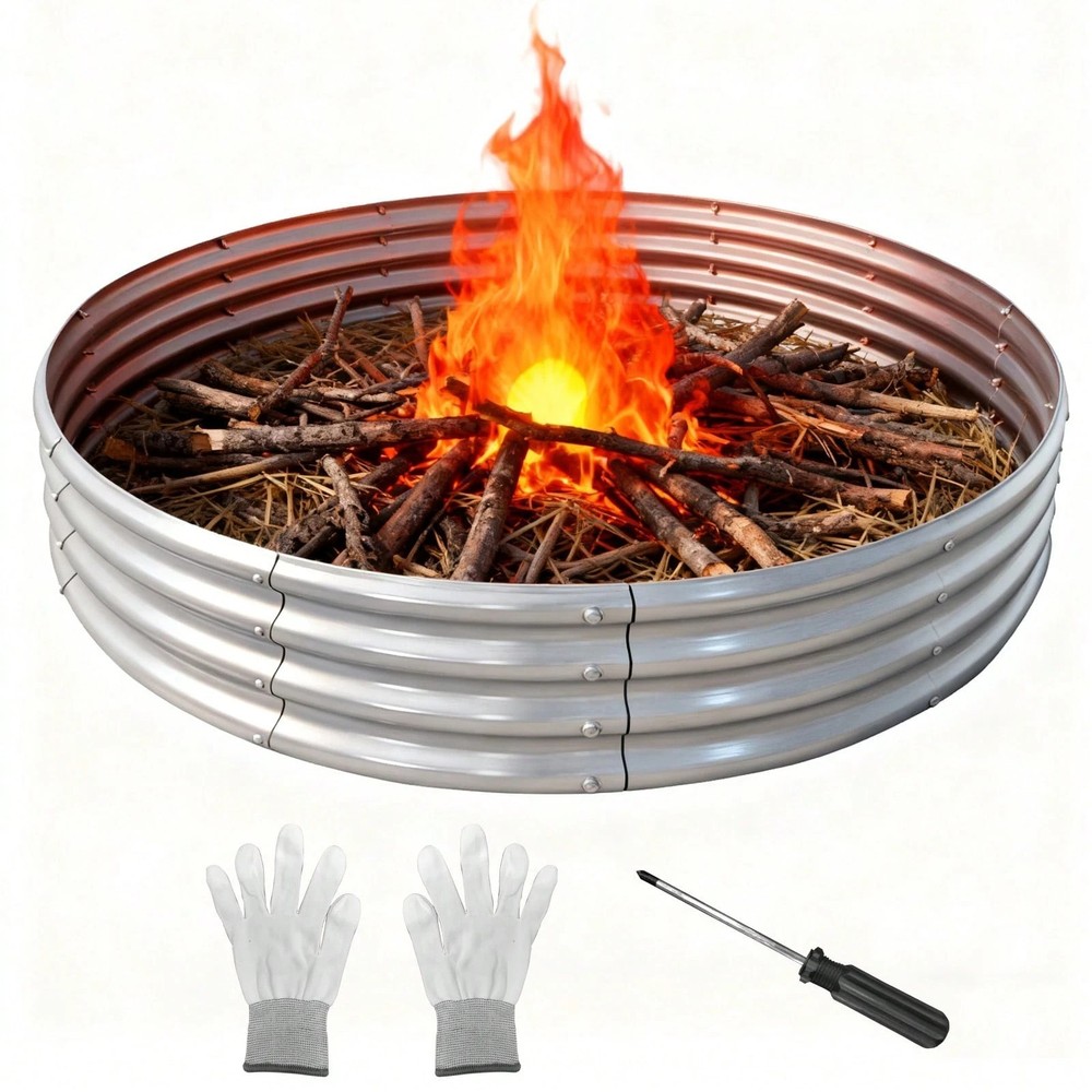59" Large Campfire Ring Heavy Duty Galvanized Steel Fire Pit (No Bottom)