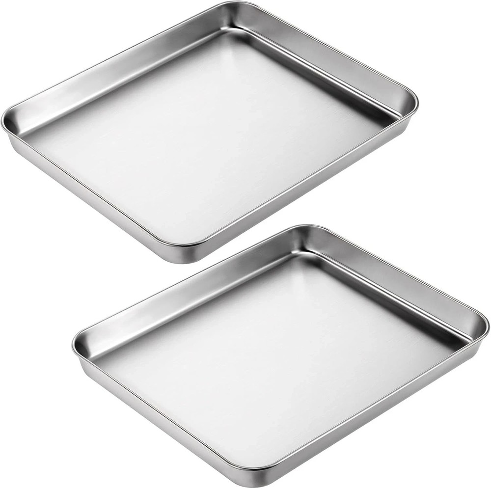 2Pcs Toaster Oven Pans for Baking, 9x11 Baking Sheets Cookie Sheet Stainless ...