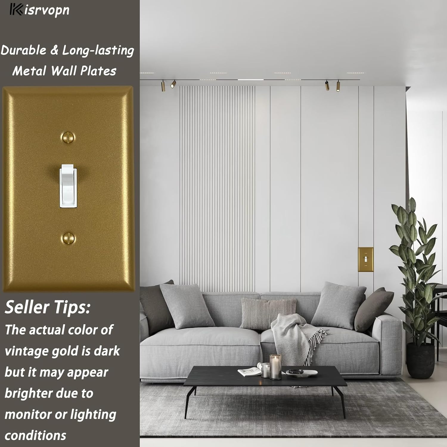 Metal Electrical Outlet Covers, Light Switch Cover Wall Plates, Mid Size Thicker